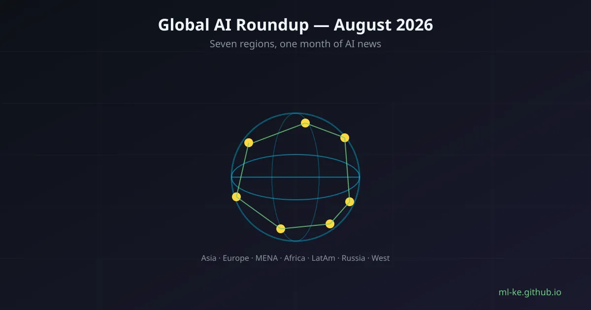 Globe with glowing AI nodes across seven regions